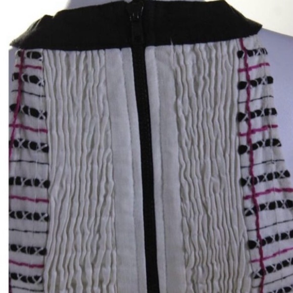Aje Womens Plaid Embroidered Cutout V Neck Mini Dress White Black Pink Size 8 - Picture 4 of 6